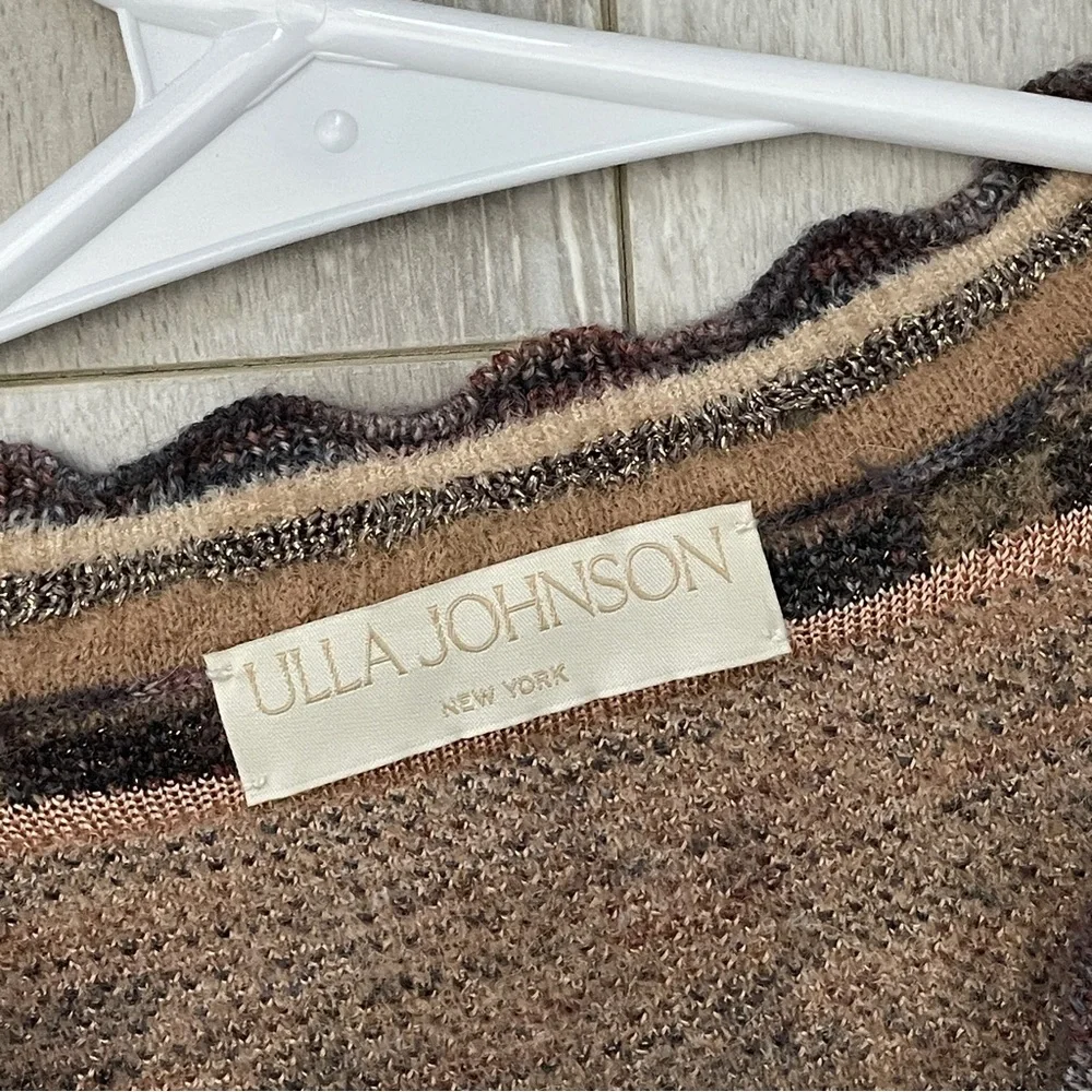 Ulla Johnson Beige and Brown Patterned Cropped Cardigan - Picture 3 of 7